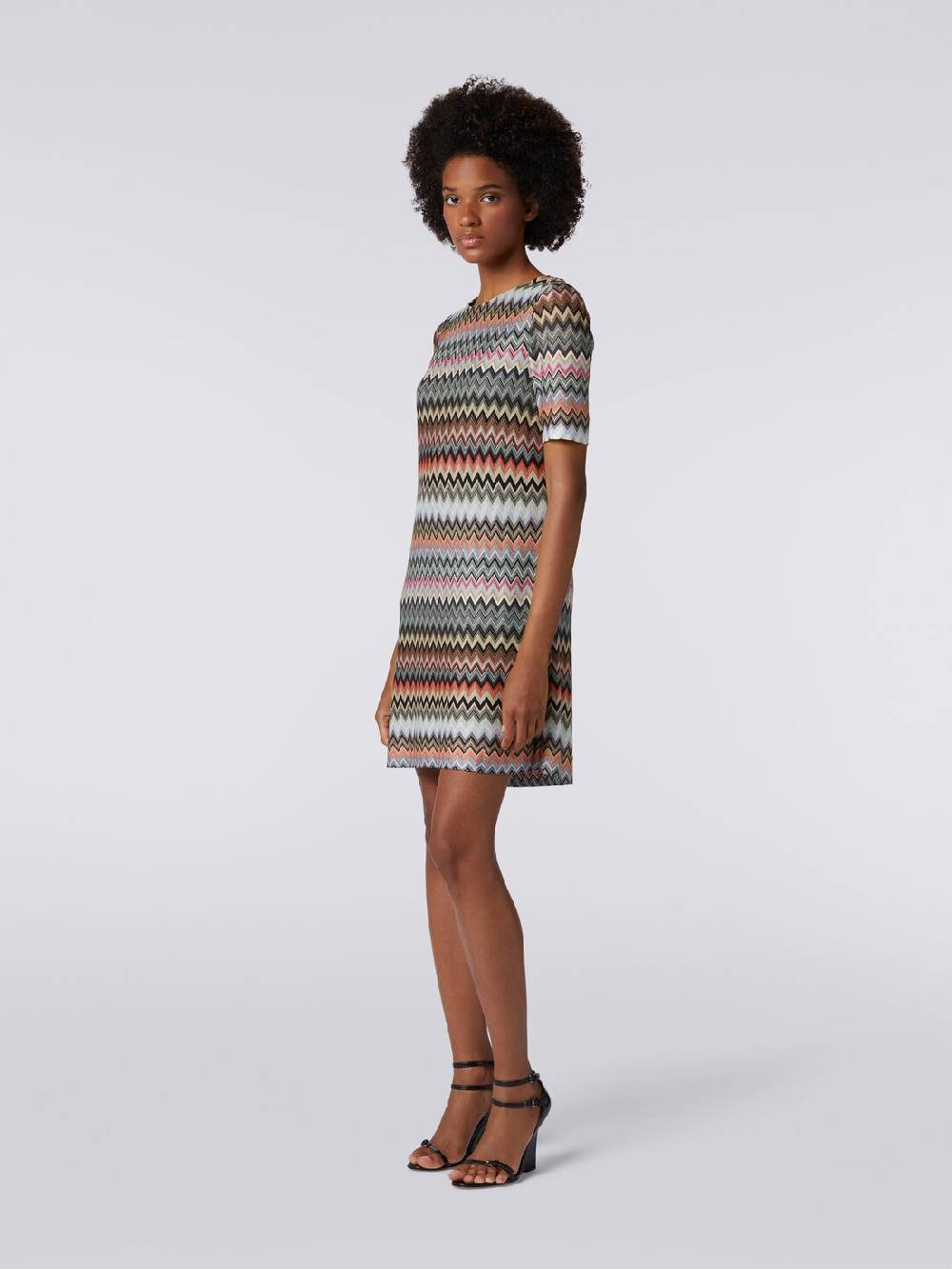 Missoni Abito a maniche corte in cotone e viscosa zig zag Sottocosto