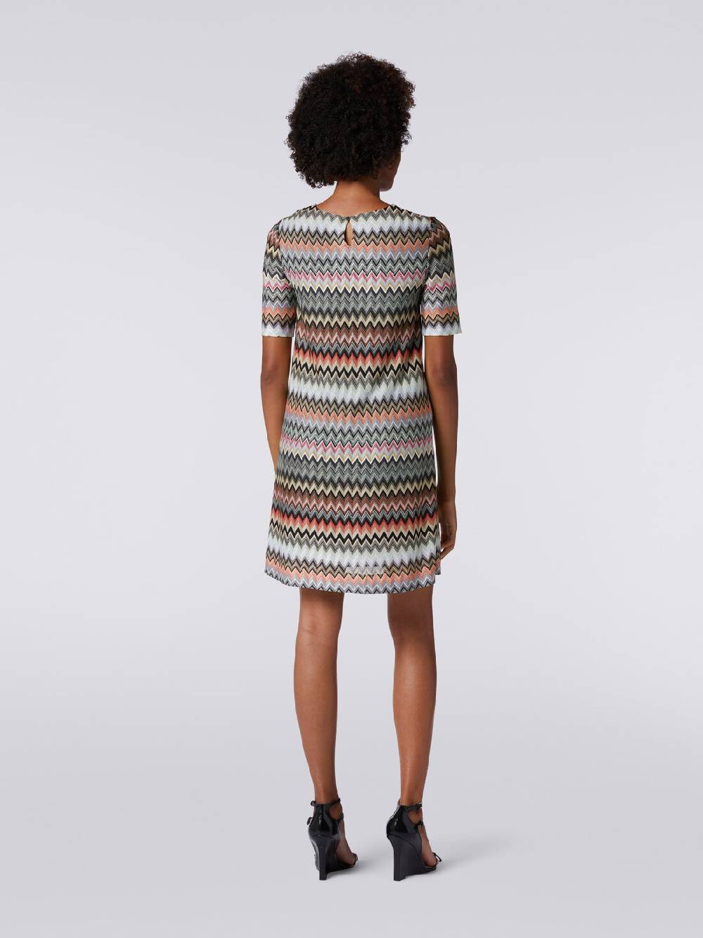 Missoni Abito a maniche corte in cotone e viscosa zig zag Sottocosto