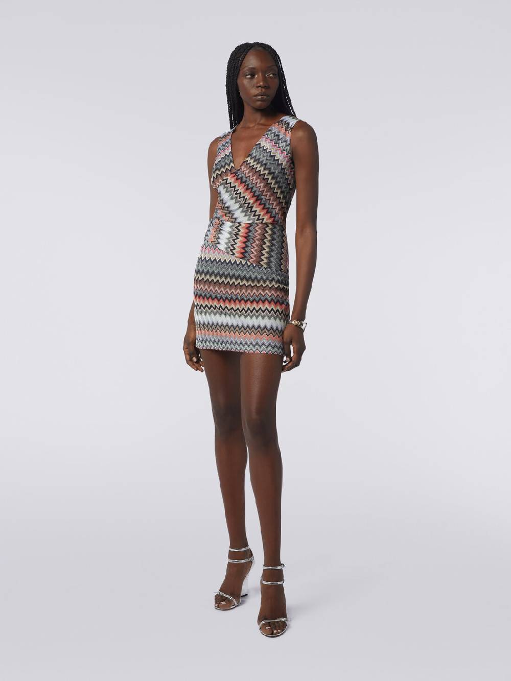 Missoni Mini-abito con scollatura a V in cotone e viscosa zig zag Convenienza