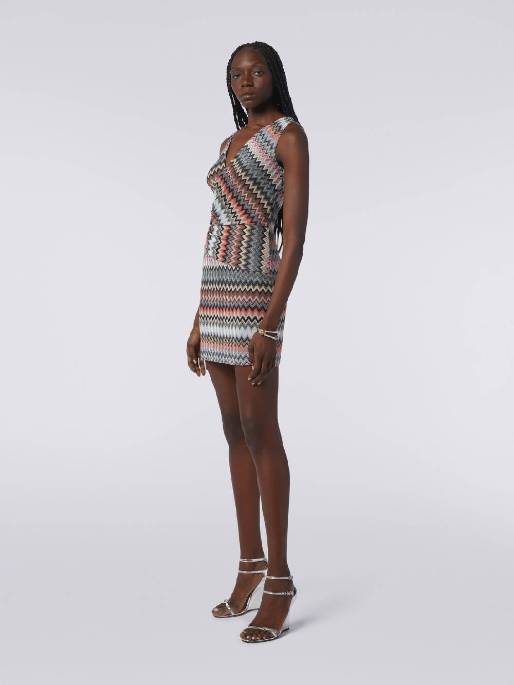 Missoni Mini-abito con scollatura a V in cotone e viscosa zig zag Convenienza