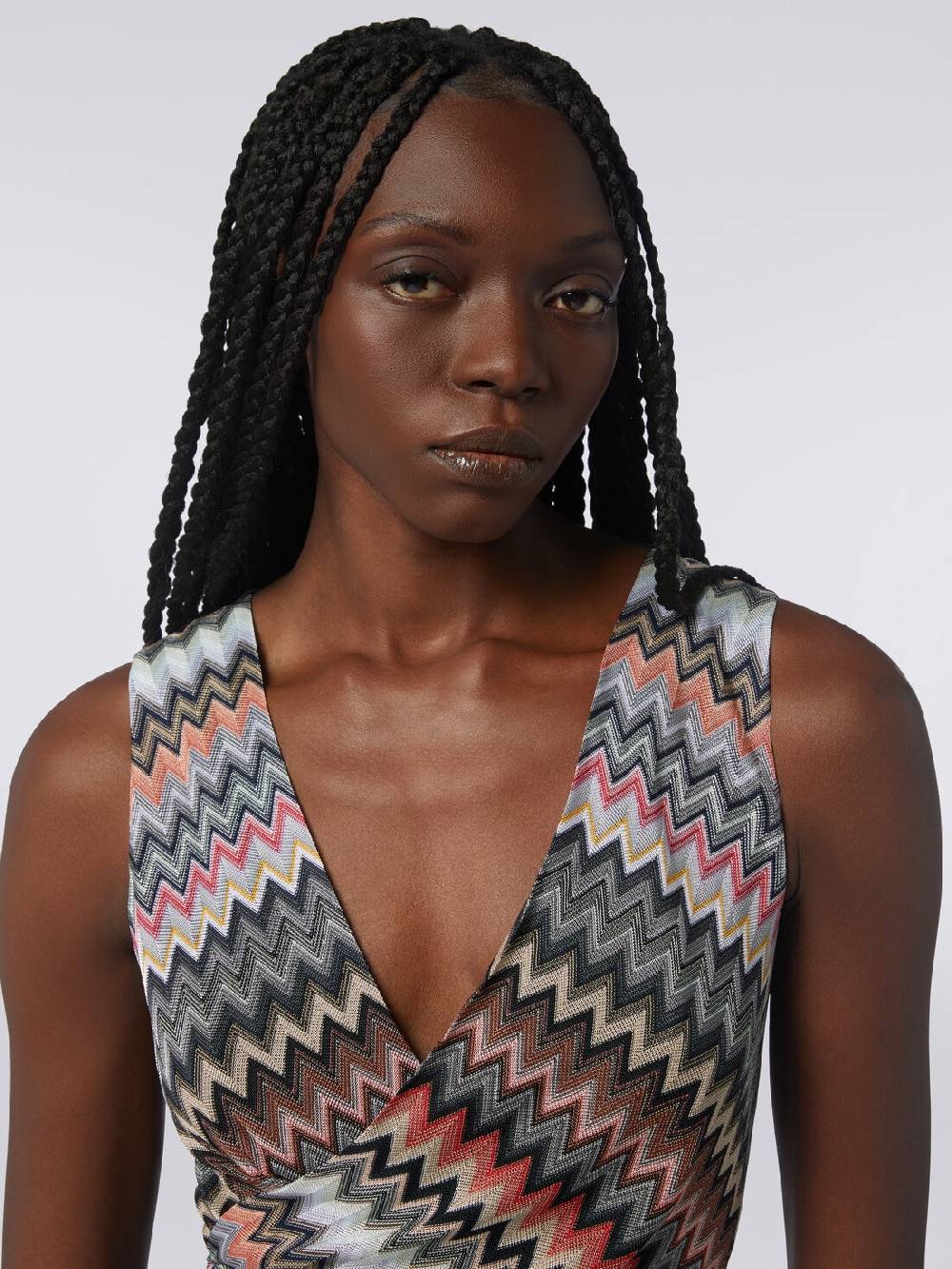 Missoni Mini-abito con scollatura a V in cotone e viscosa zig zag Convenienza