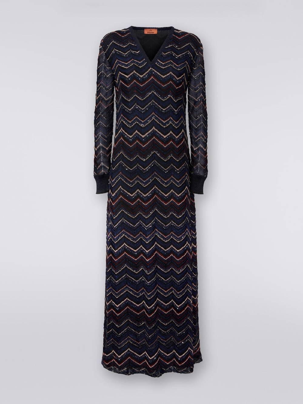 Missoni Abito lungo in maglia zig zag con scollatura a V e lurex Presa