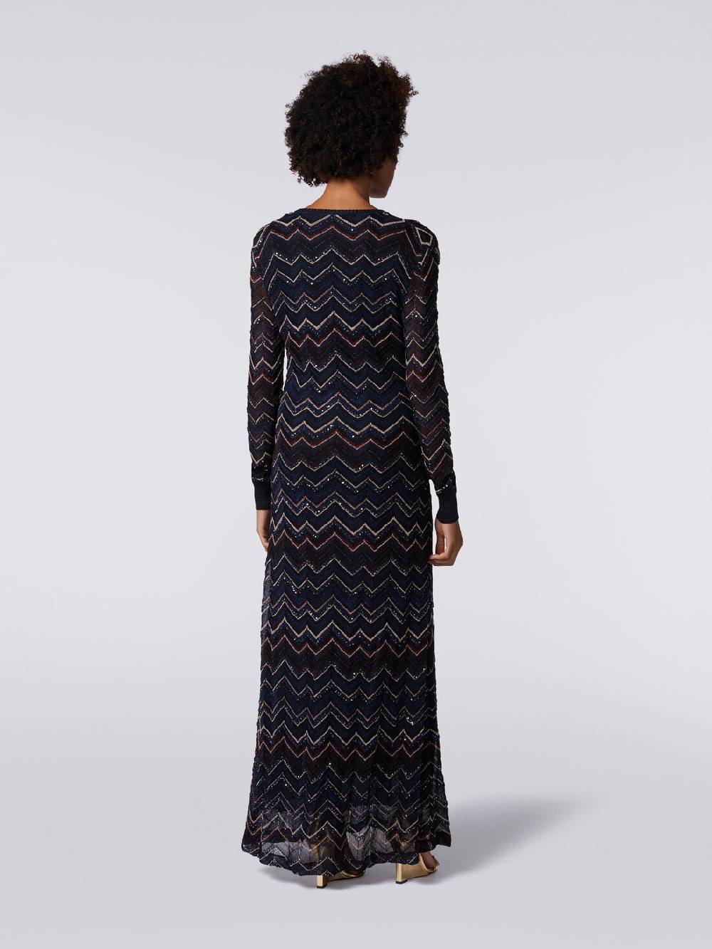 Missoni Abito lungo in maglia zig zag con scollatura a V e lurex Presa