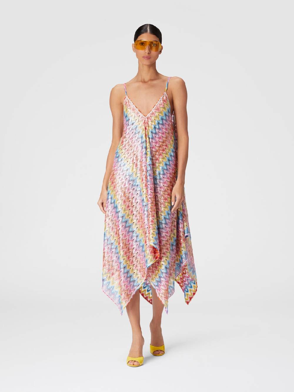 Missoni Abito copricostume a foulard in pizzo spalmato Sconto