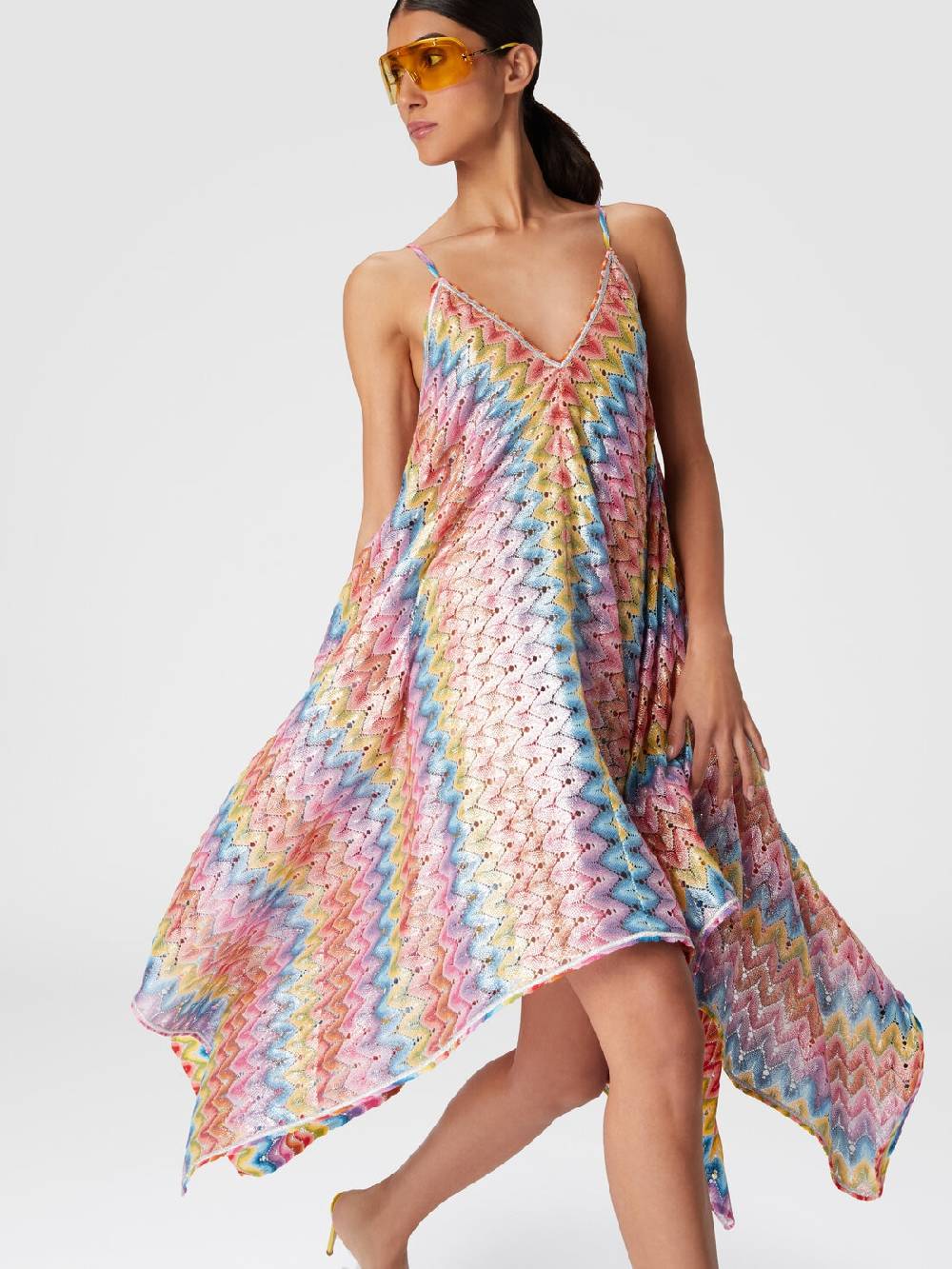 Missoni Abito copricostume a foulard in pizzo spalmato Sconto