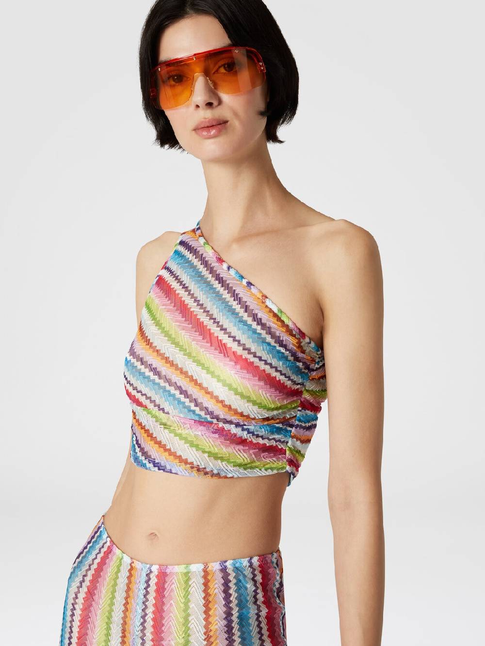 Missoni Crop top monospalla con arricciatura laterale Vendita Calda