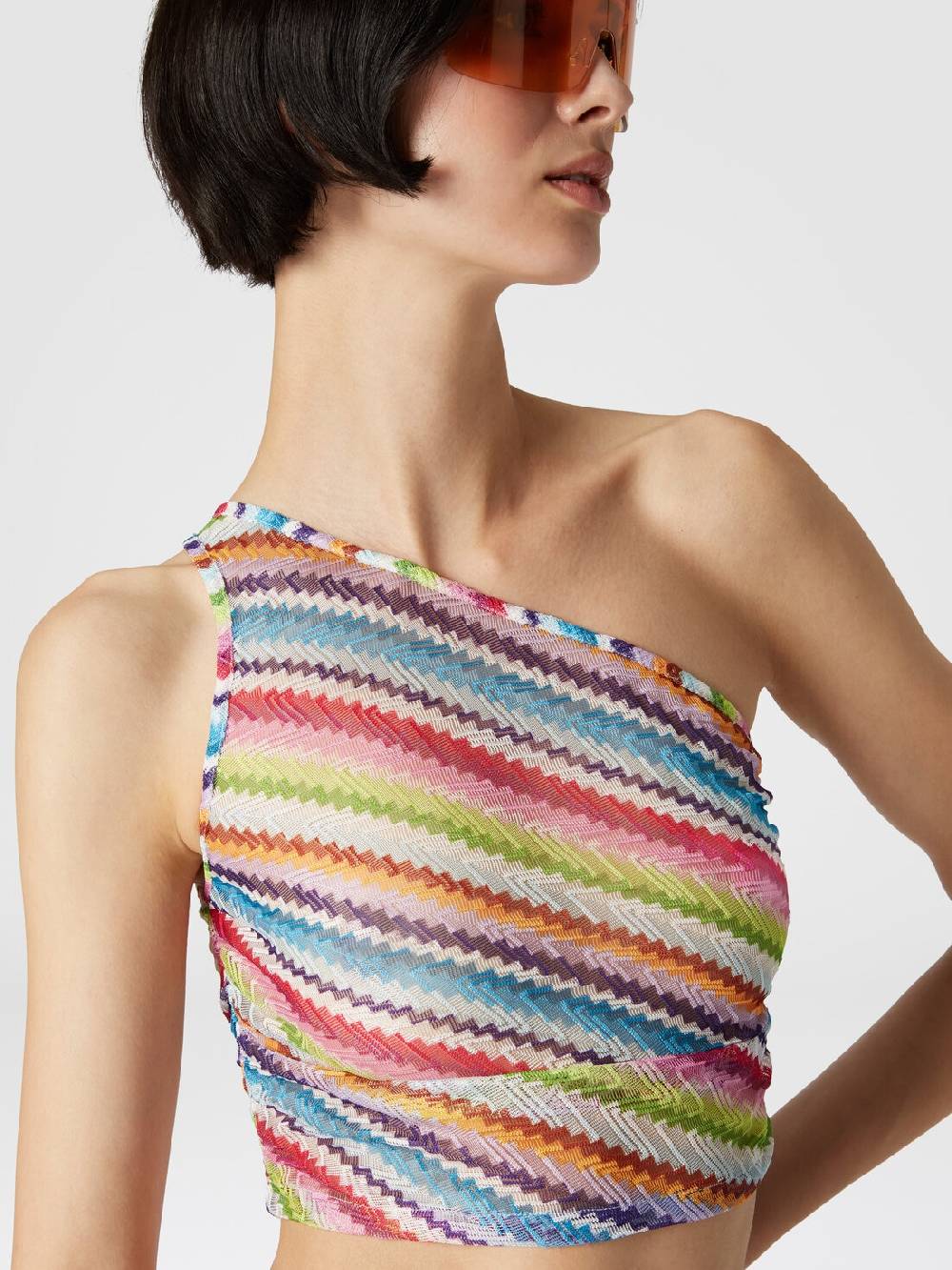 Missoni Crop top monospalla con arricciatura laterale Vendita Calda