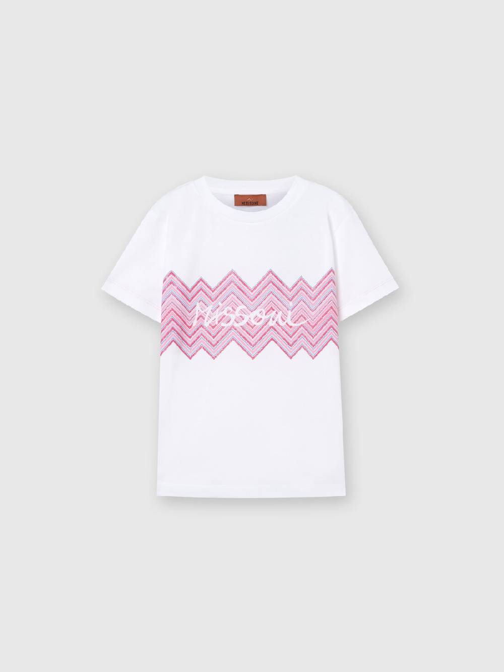 Missoni T-shirt in jersey di cotone con inserto chevron e logo Moda