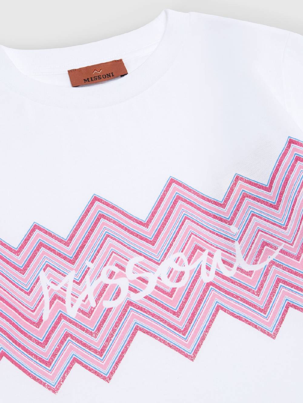 Missoni T-shirt in jersey di cotone con inserto chevron e logo Moda