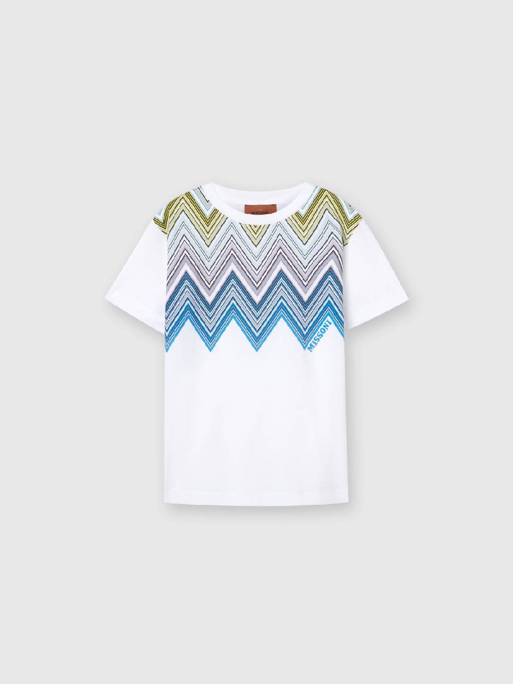Missoni T-shirt a maniche corte in cotone con stampa chevron 2025