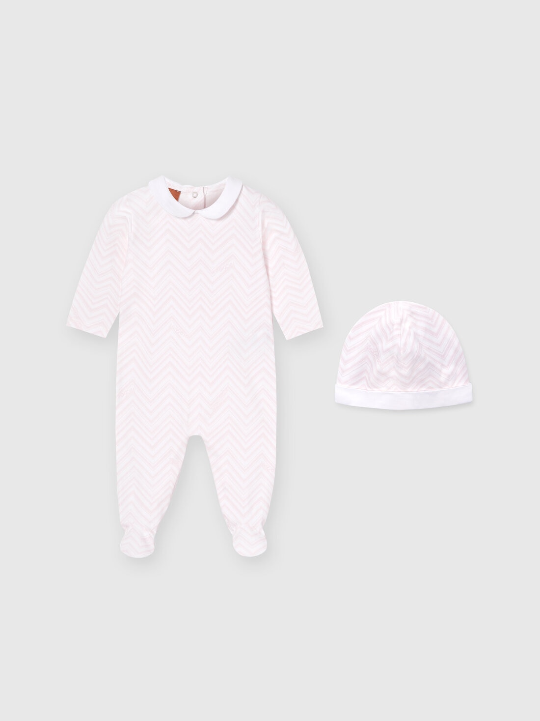 Missoni Set due pezzi con tutina e zuccotto in cotone zig zag 2025