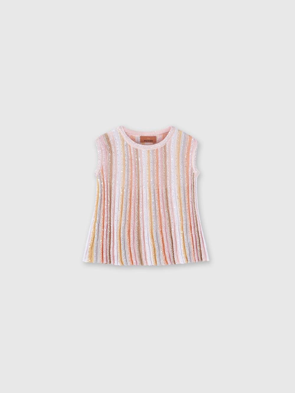 Missoni Top senza maniche in maglia di viscosa plissée con paillettes In Linea