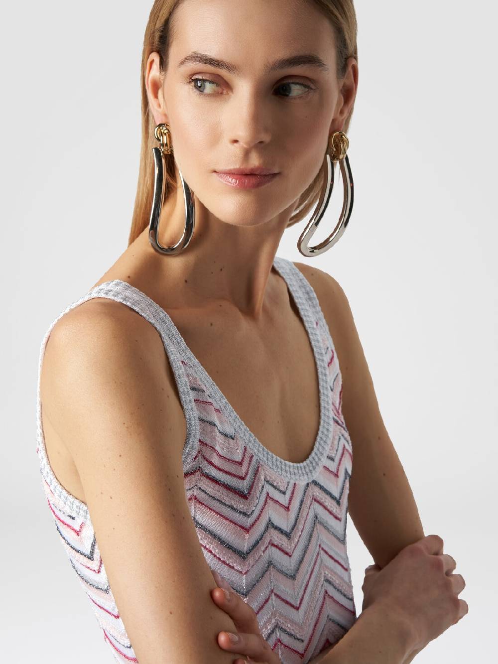 Missoni Mini-abito senza maniche in misto viscosa zig zag con paillettes Promozione