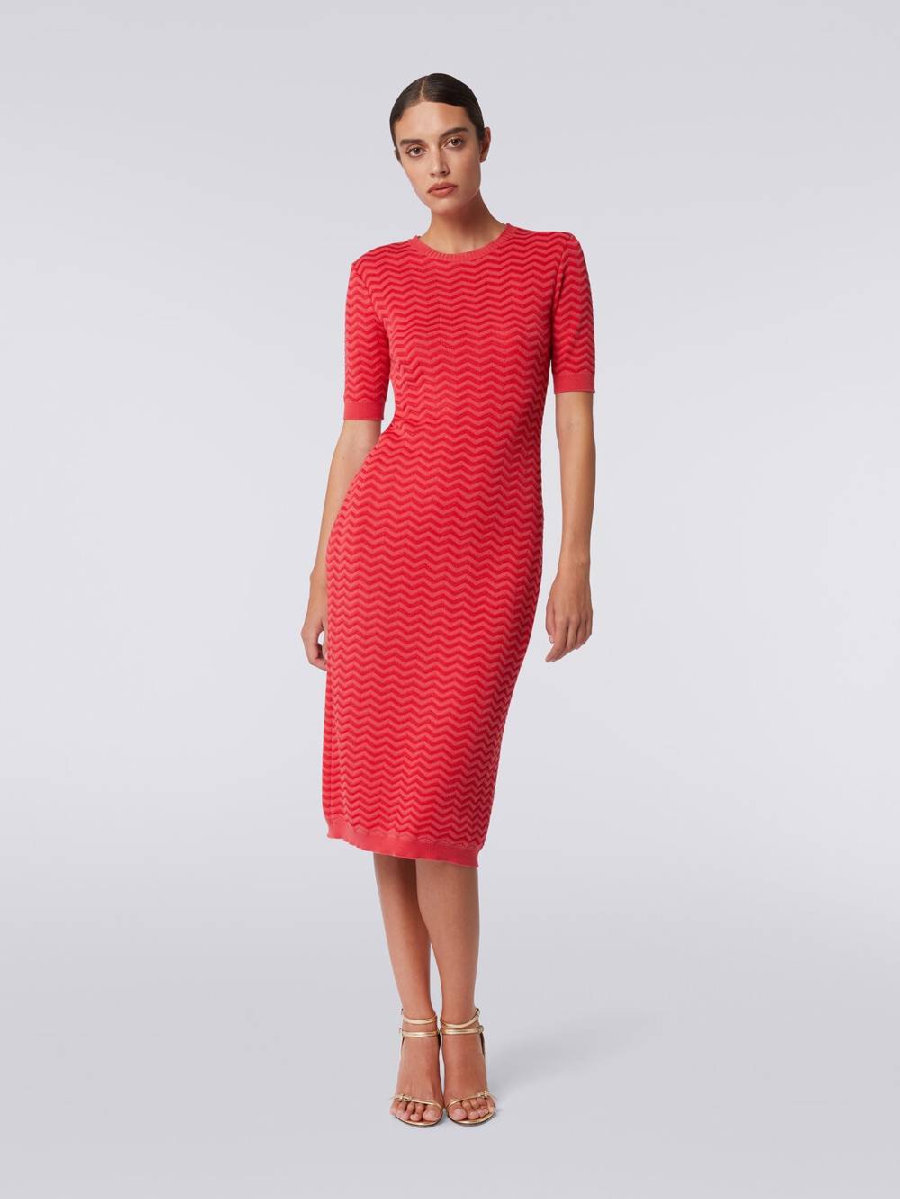 Missoni Abito longuette girocollo in maglia chevron Spedizione Gratuita