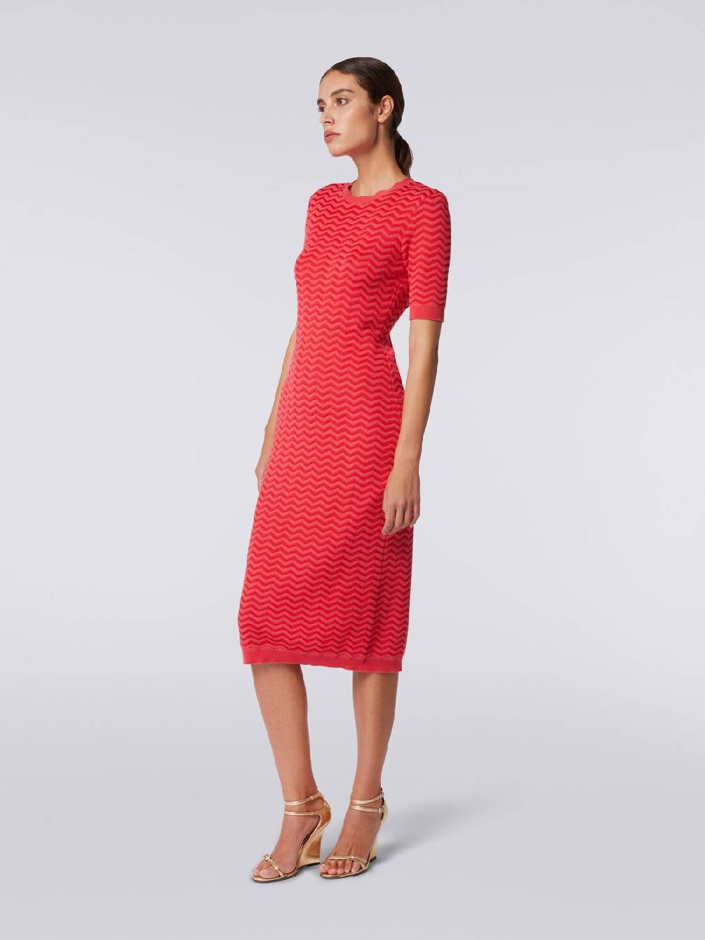 Missoni Abito longuette girocollo in maglia chevron Spedizione Gratuita