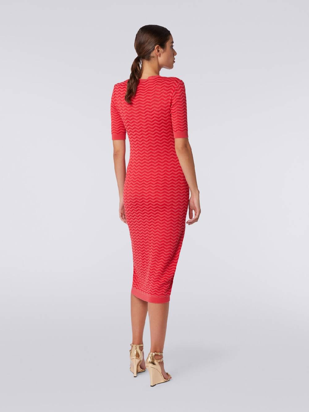 Missoni Abito longuette girocollo in maglia chevron Spedizione Gratuita