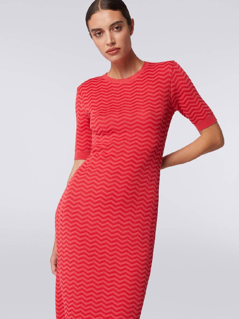 Missoni Abito longuette girocollo in maglia chevron Spedizione Gratuita