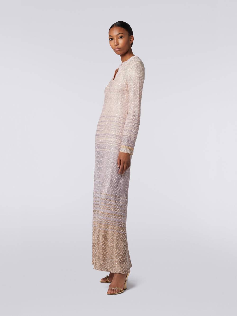 Missoni Abito lungo in maglia dégradé con paillettes Pezzi Unici
