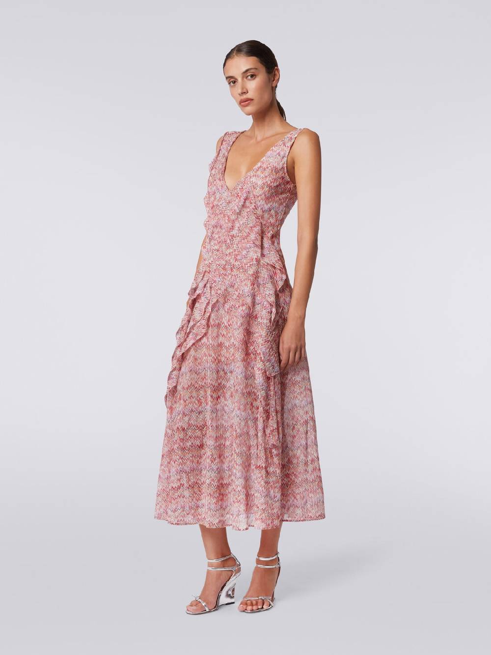 Missoni Abito midi motivo snake con balze e lurex Soddisfazione Garantita