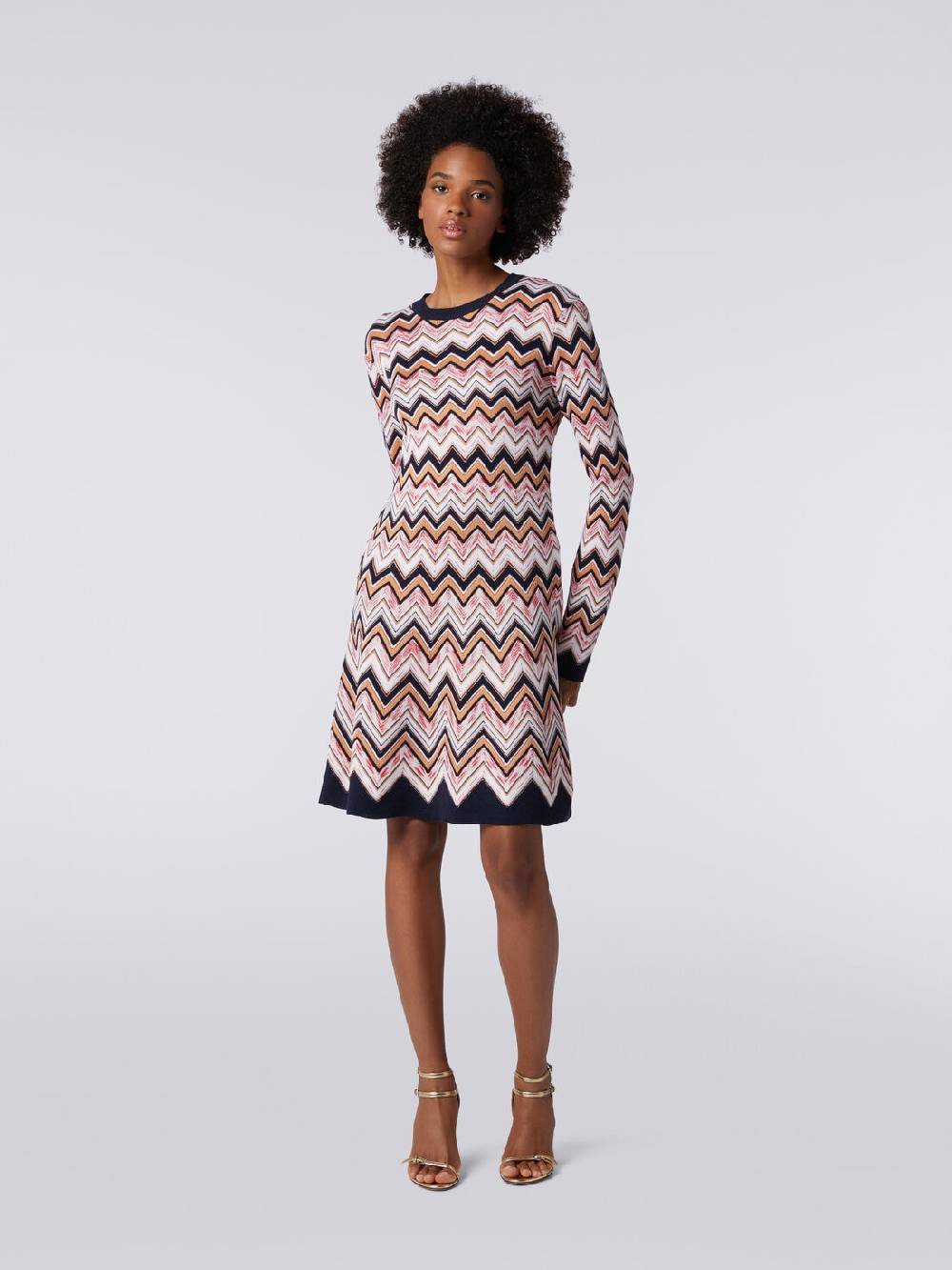 Missoni Abito girocollo a maniche lunghe in maglia zig zag Acquista Ora
