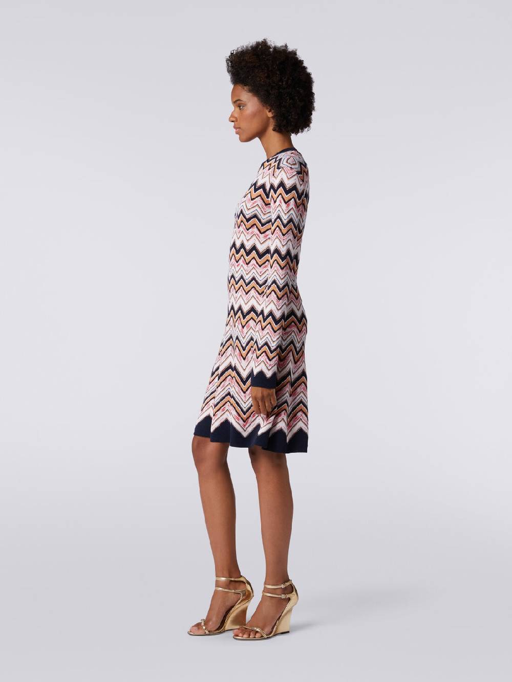 Missoni Abito girocollo a maniche lunghe in maglia zig zag Acquista Ora