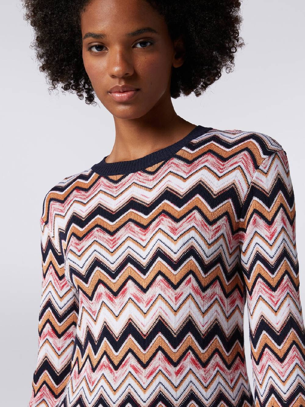 Missoni Abito girocollo a maniche lunghe in maglia zig zag Acquista Ora