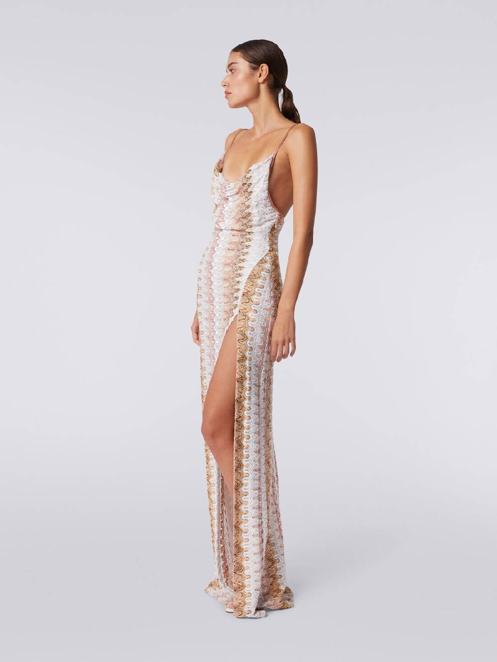 Missoni Abito lungo effetto pizzo con scollatura drappeggiata e spacco Fino Al -60%