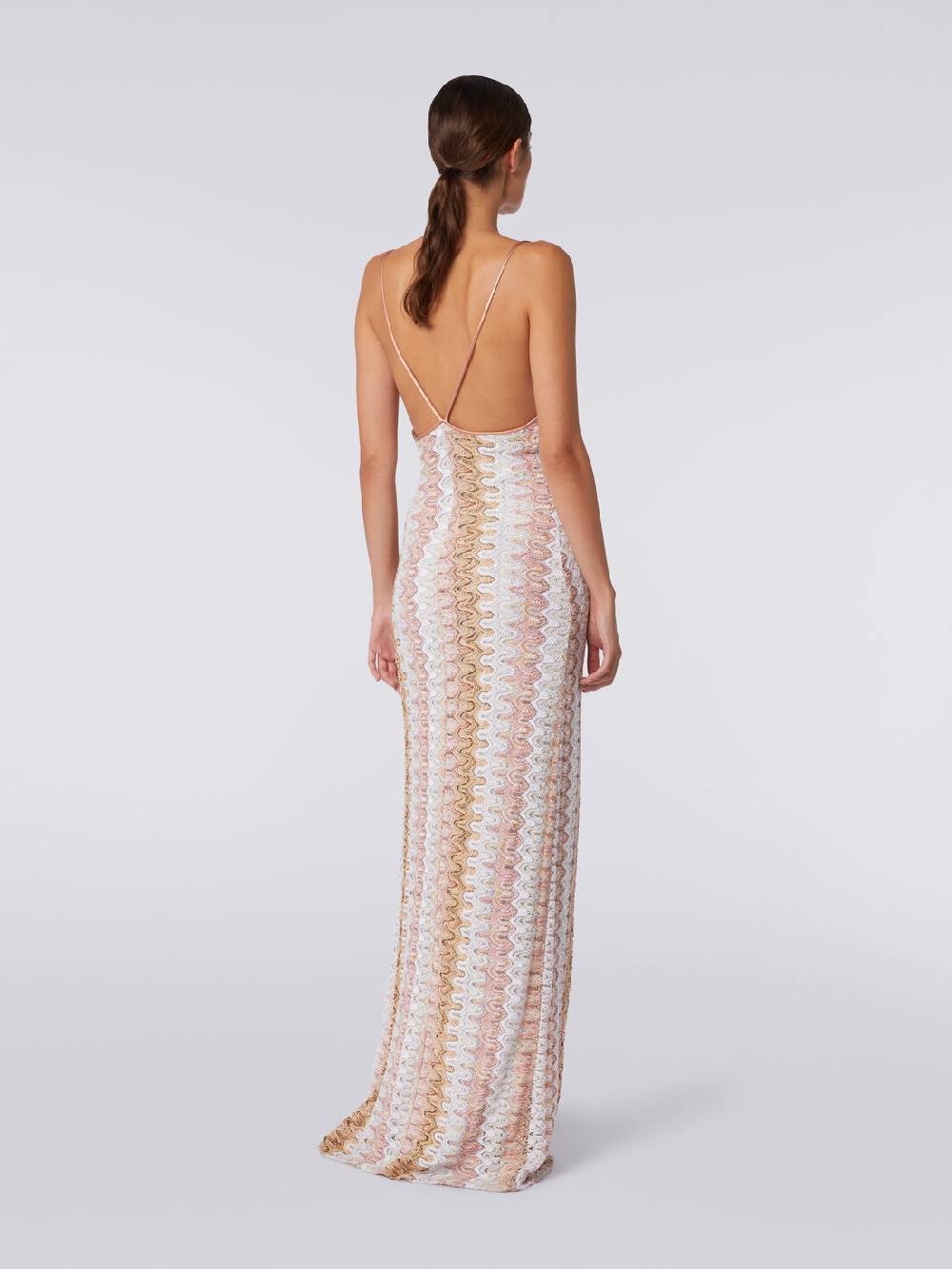Missoni Abito lungo effetto pizzo con scollatura drappeggiata e spacco Fino Al -60%