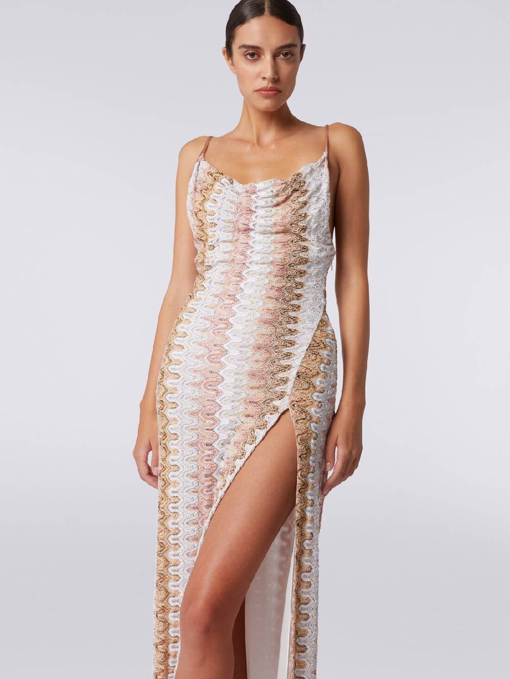 Missoni Abito lungo effetto pizzo con scollatura drappeggiata e spacco Fino Al -60%