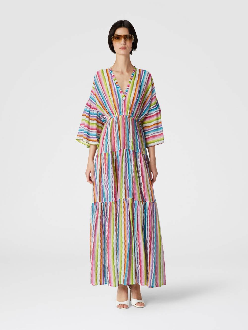 Missoni Abito copricostume lungo a balze stampa zig zag Prezzo Ridotto