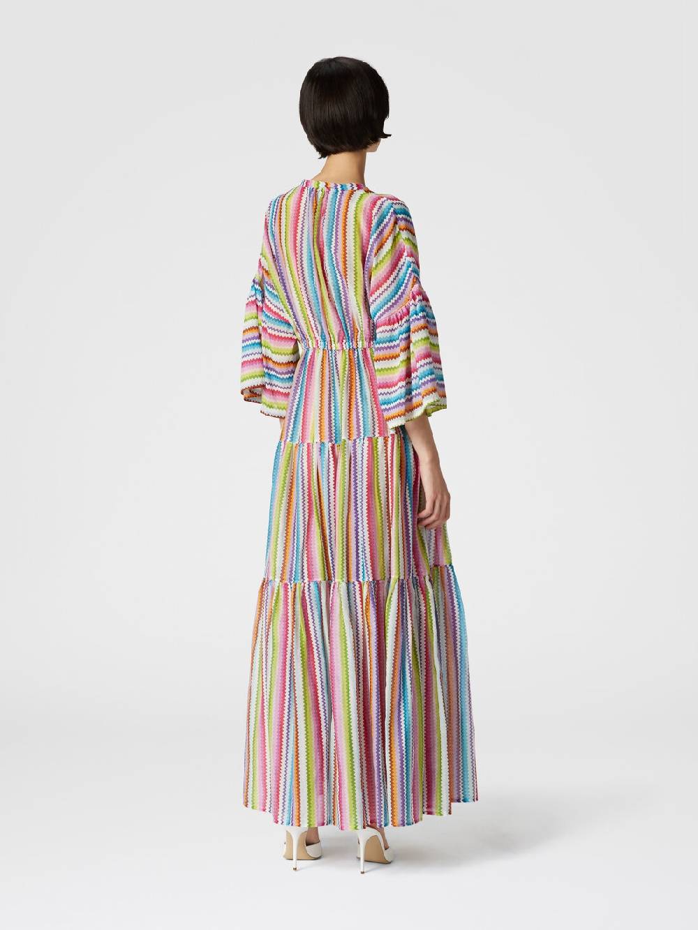 Missoni Abito copricostume lungo a balze stampa zig zag Prezzo Ridotto