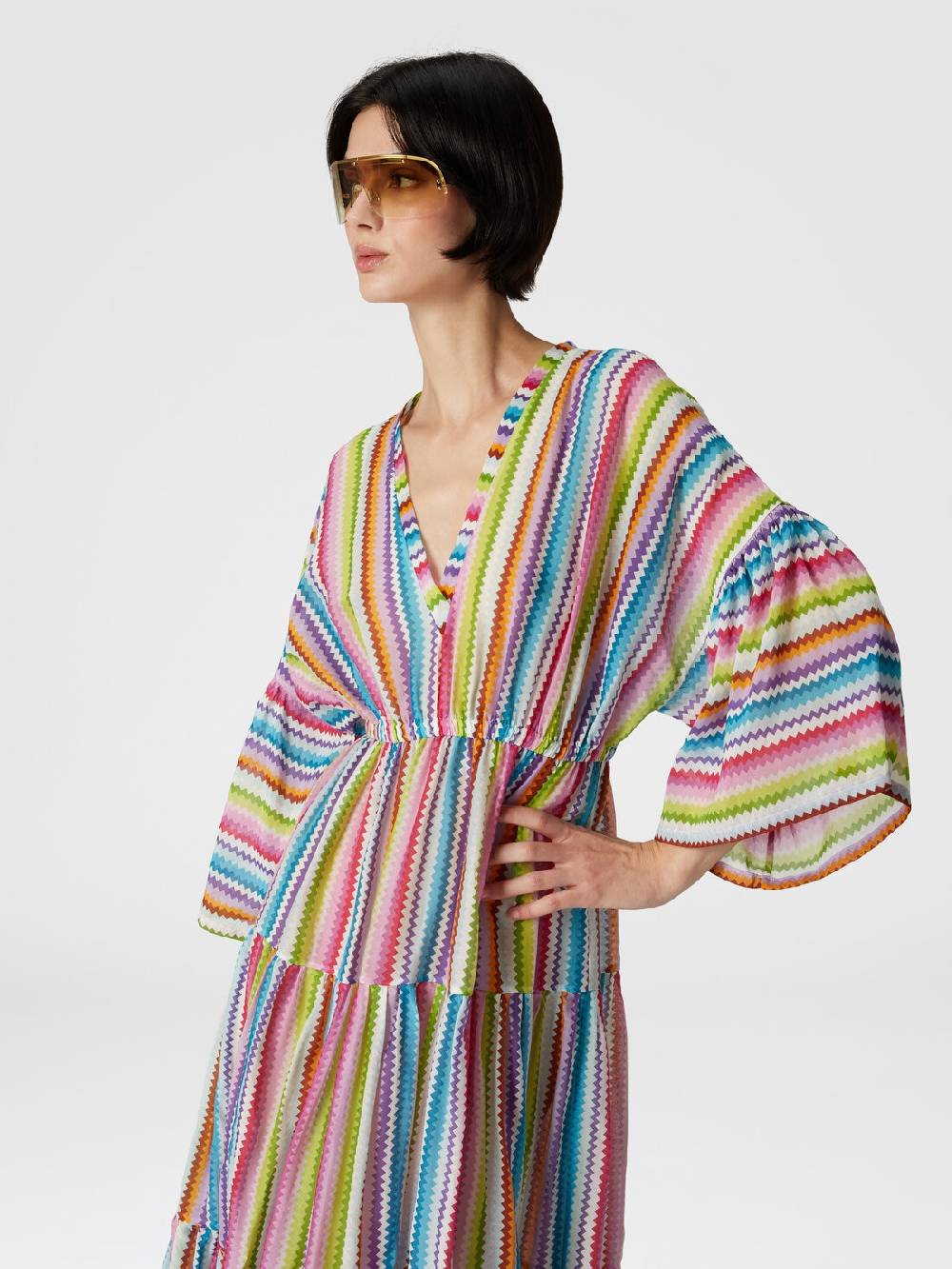 Missoni Abito copricostume lungo a balze stampa zig zag Prezzo Ridotto