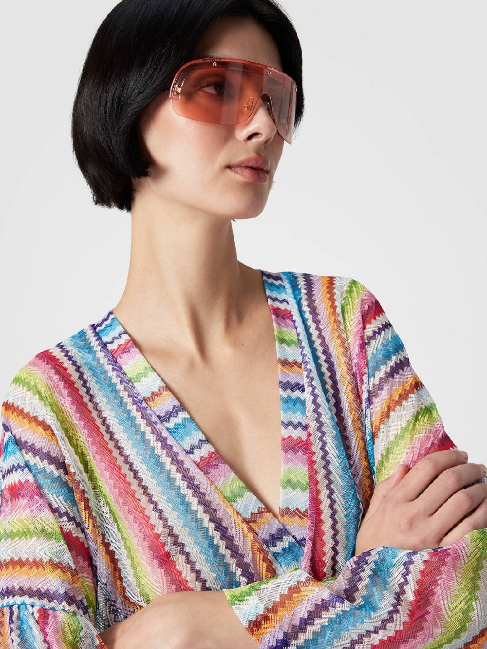 Missoni Caftano copricostume corto stampa zig zag Sottocosto