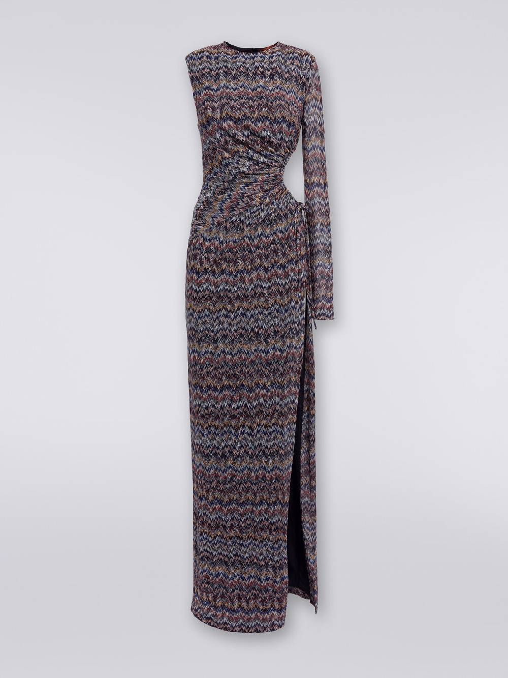 Missoni Abito lungo monospalla con dettaglio cut-out e spacco Vendita Economica
