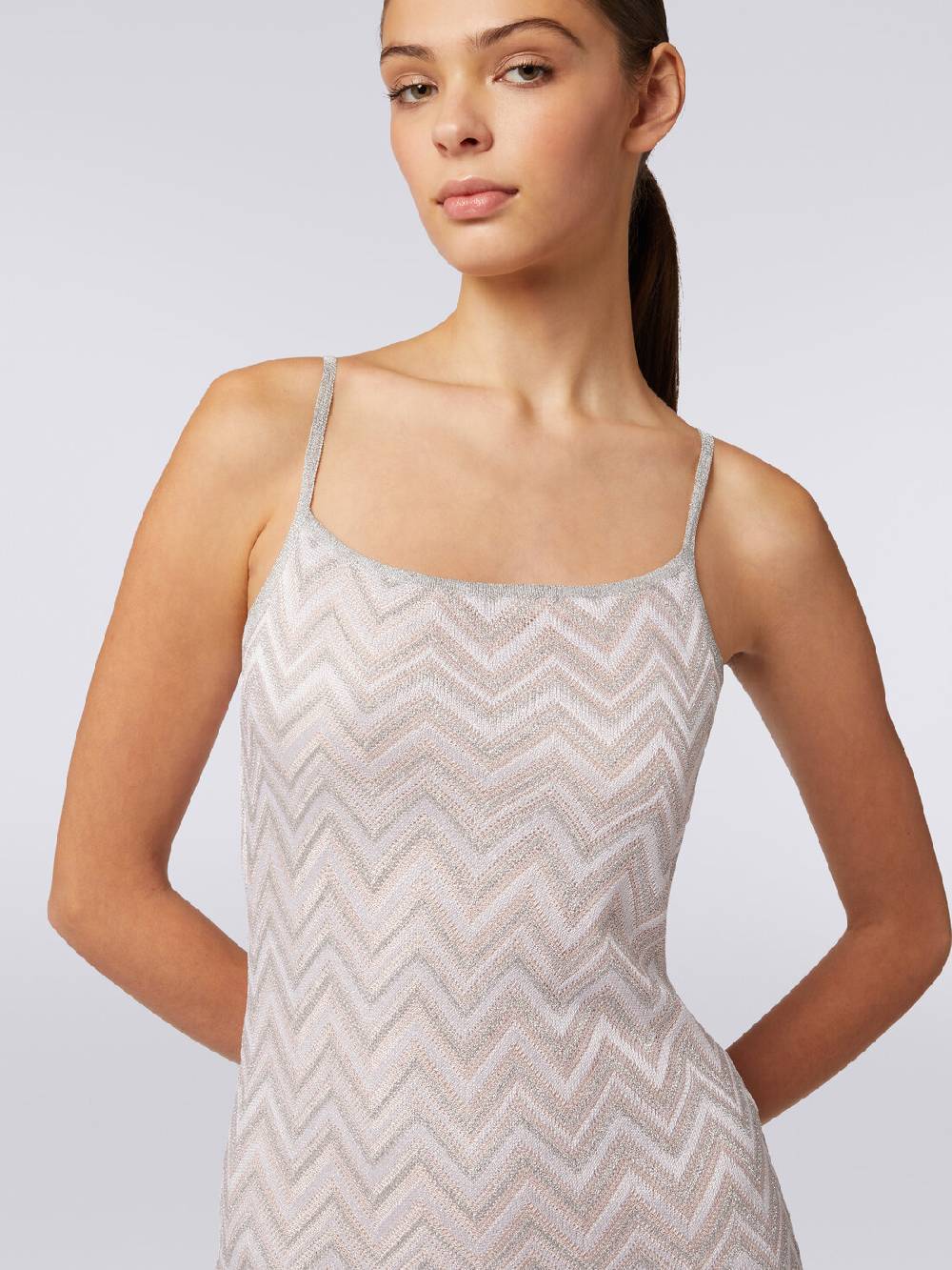 Missoni Abito lungo senza maniche in viscosa lamé zig zag Saldi Di Fabbrica