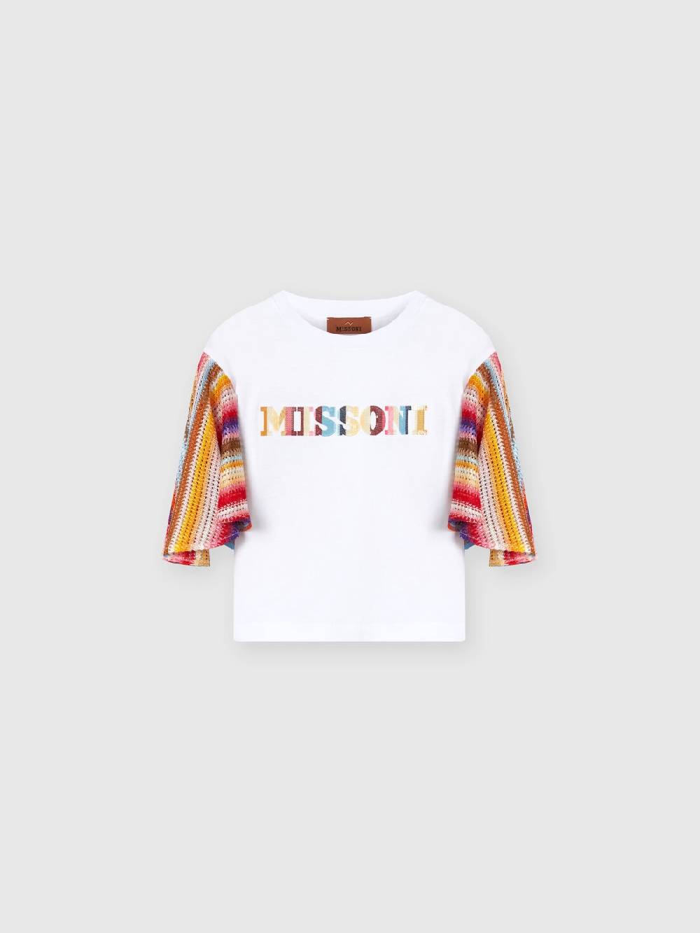 Missoni T-shirt in cotone con inserti a contrasto e scritta logo 2025