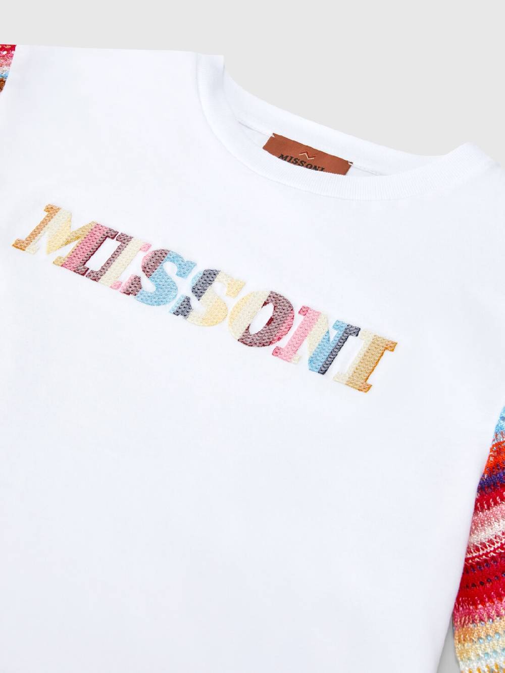 Missoni T-shirt in cotone con inserti a contrasto e scritta logo 2025