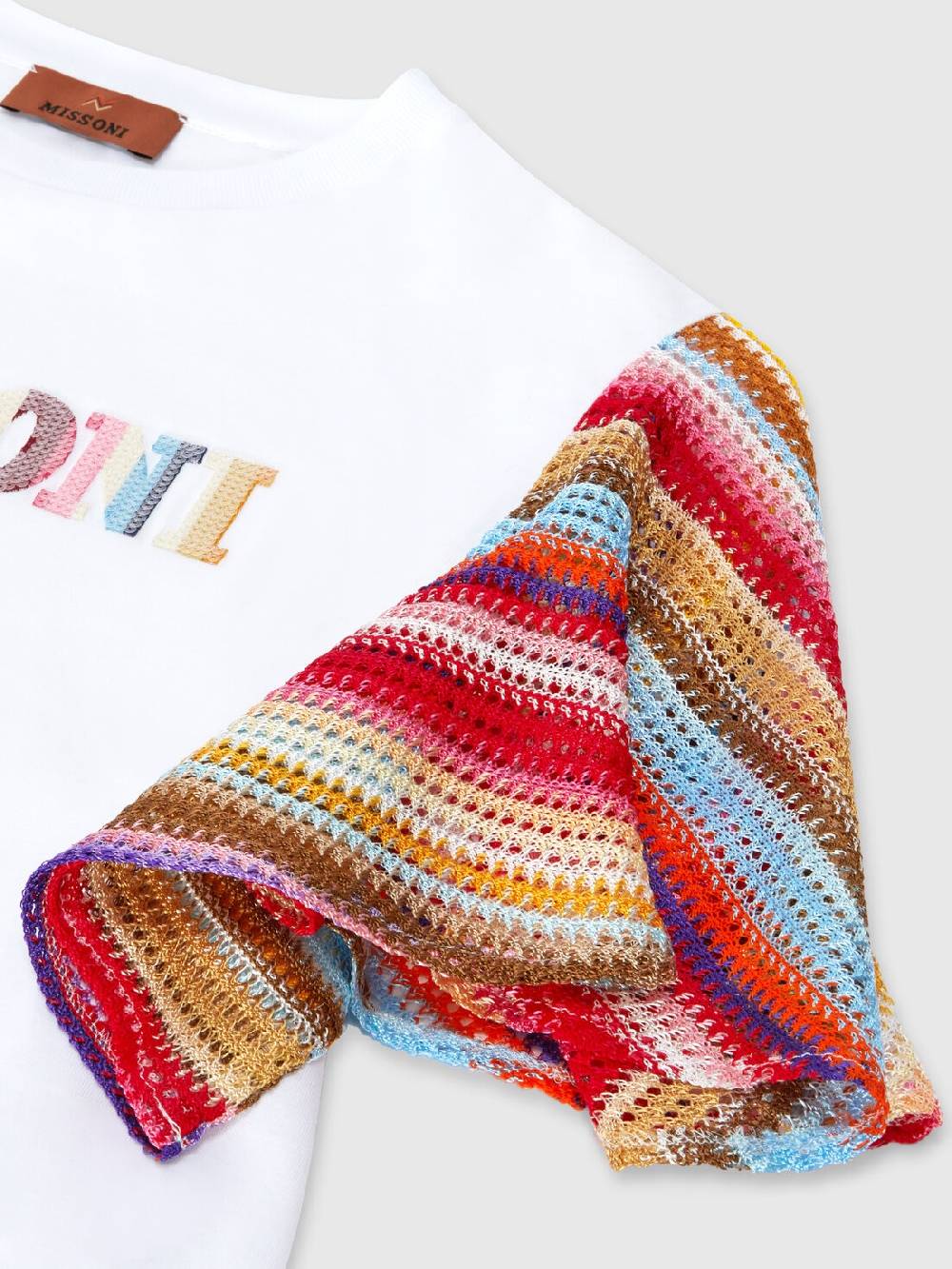 Missoni T-shirt in cotone con inserti a contrasto e scritta logo 2025
