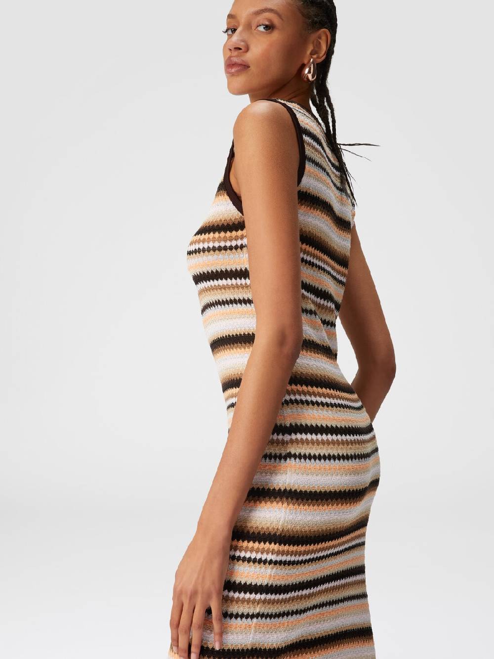 Missoni Abito midi senza maniche in lana e viscosa a righe Shopping Online