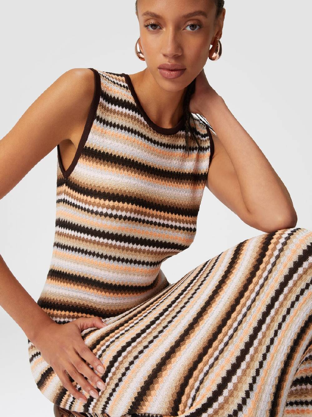 Missoni Abito midi senza maniche in lana e viscosa a righe Shopping Online