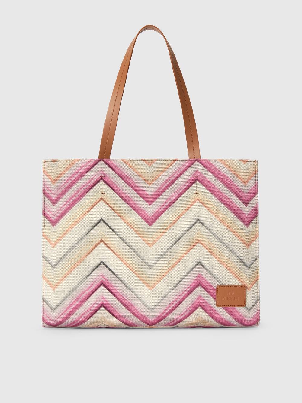 Missoni Tote bag in misto cotone con motivo chevron Spedizione gratuita