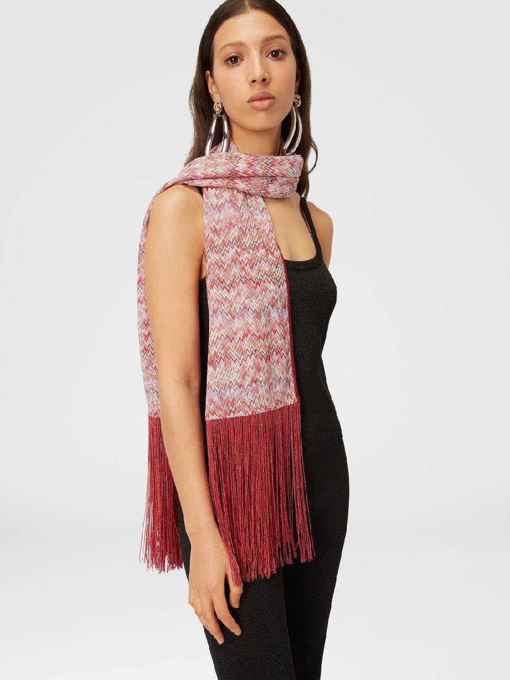 Missoni Stola in viscosa lamé chevron con frange Novità