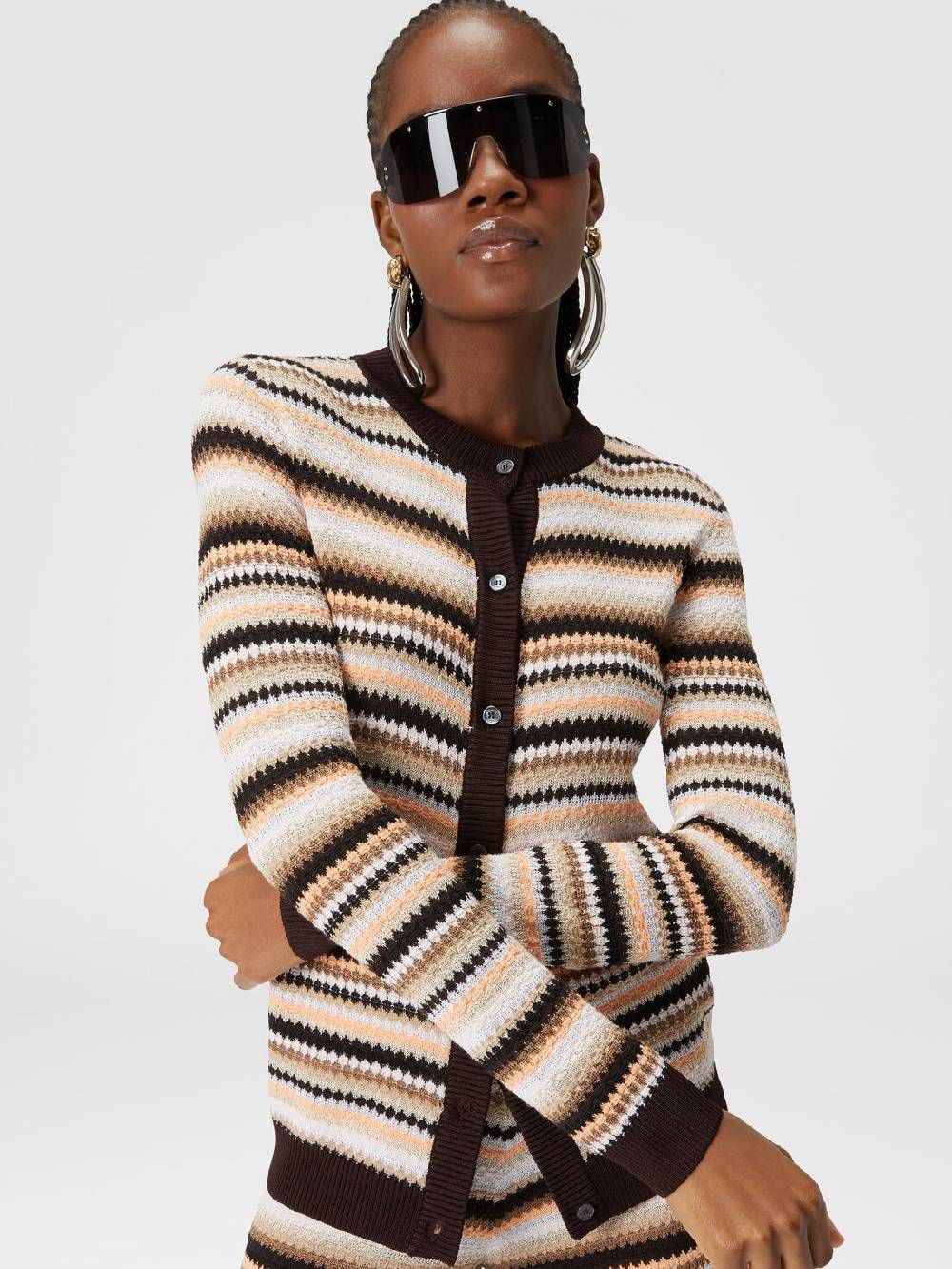 Missoni Cardigan in cotone e viscosa a righe con profili a contrasto Outlet