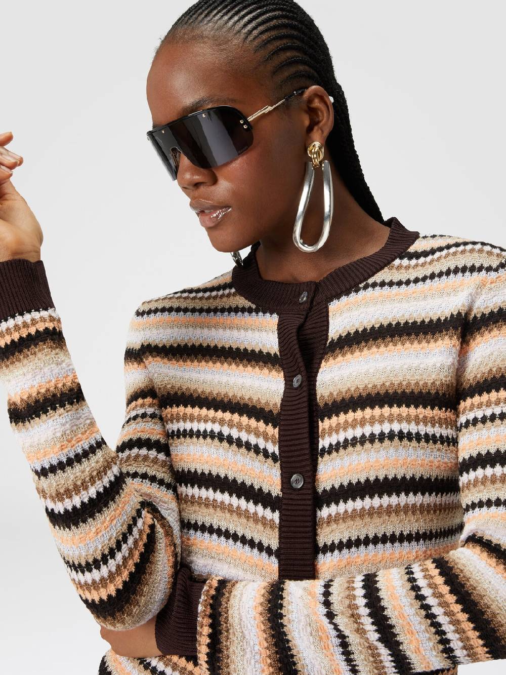 Missoni Cardigan in cotone e viscosa a righe con profili a contrasto Outlet
