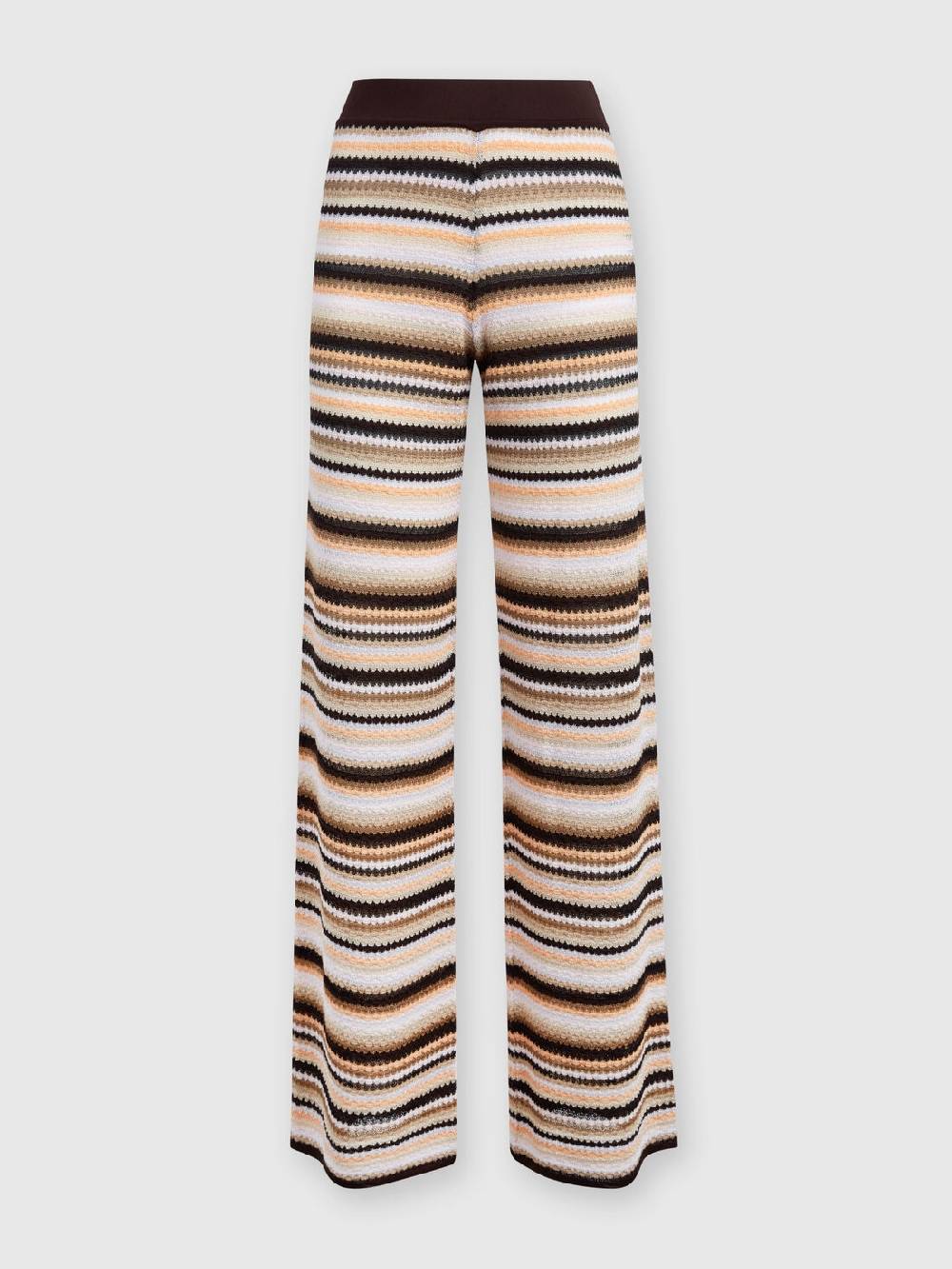 Missoni Pantaloni dritti in maglia rigata di cotone e viscosa In Vendita