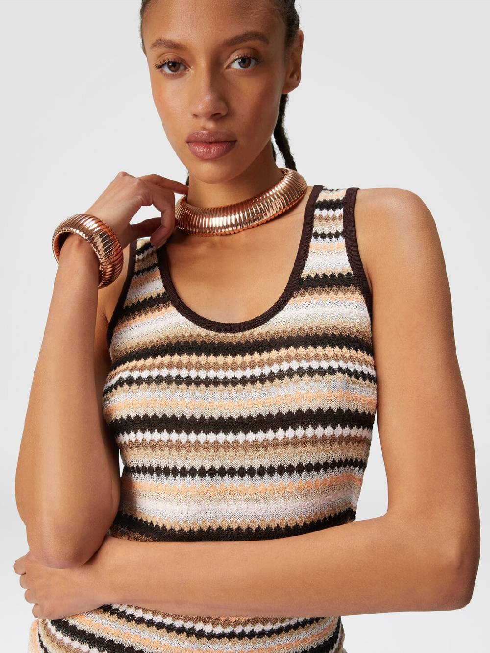 Missoni Canottiera rigata in cotone e viscosa Saldi