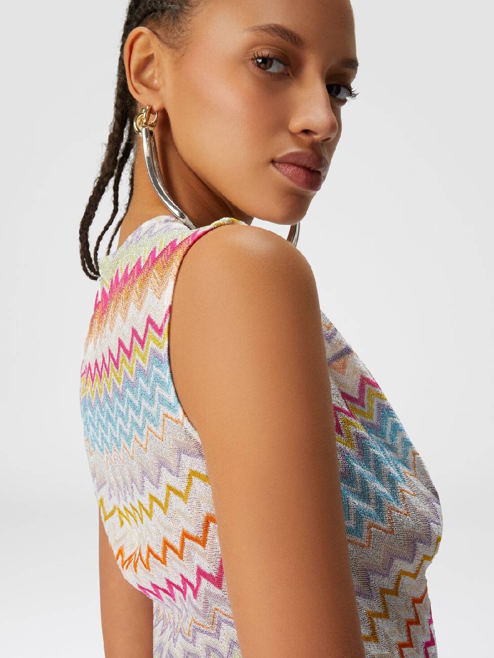 Missoni Top in viscosa zig zag lamé con arricciature Offerte