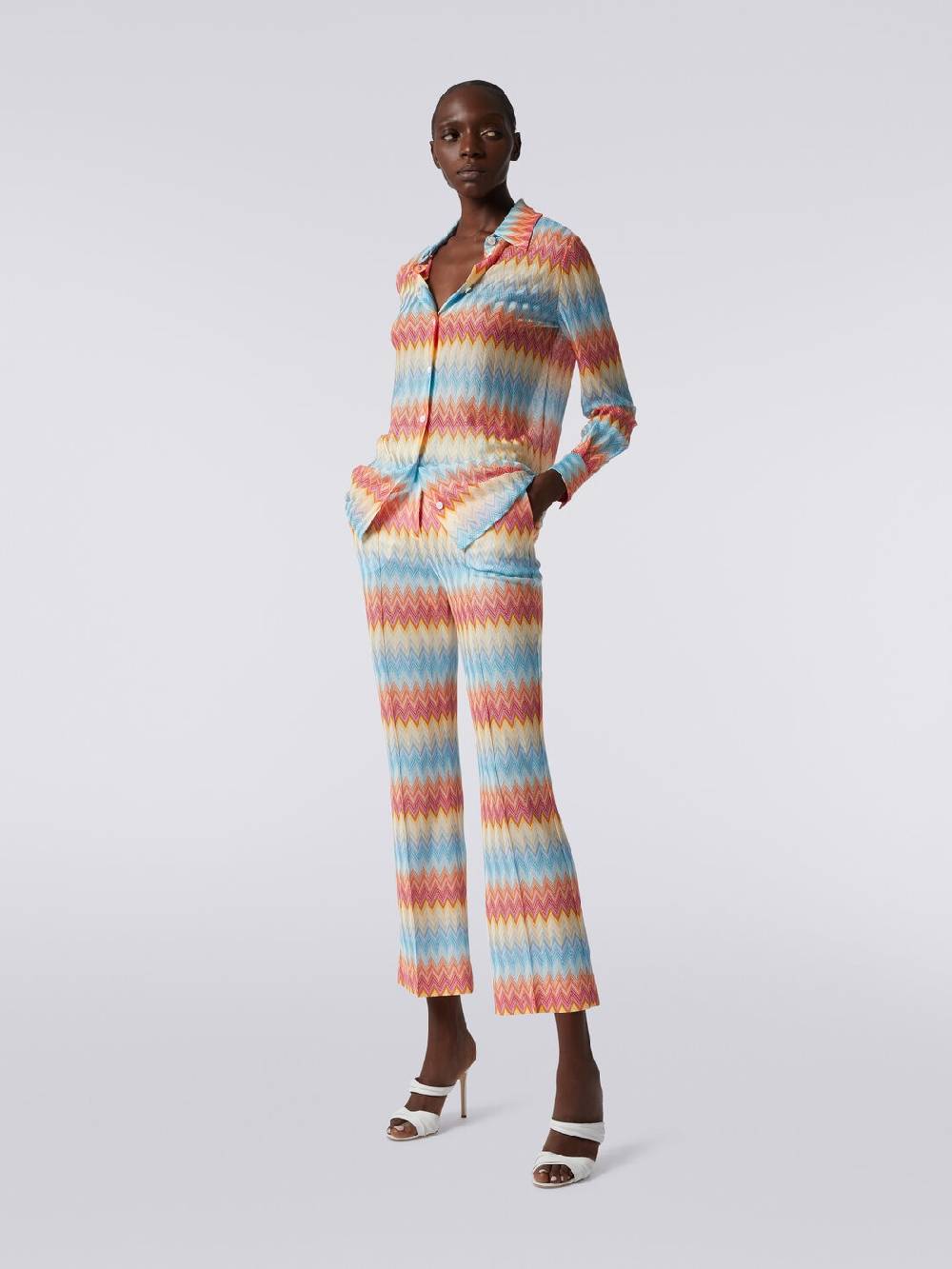 Missoni Pantaloni capri in viscosa chevron Vendita Economica