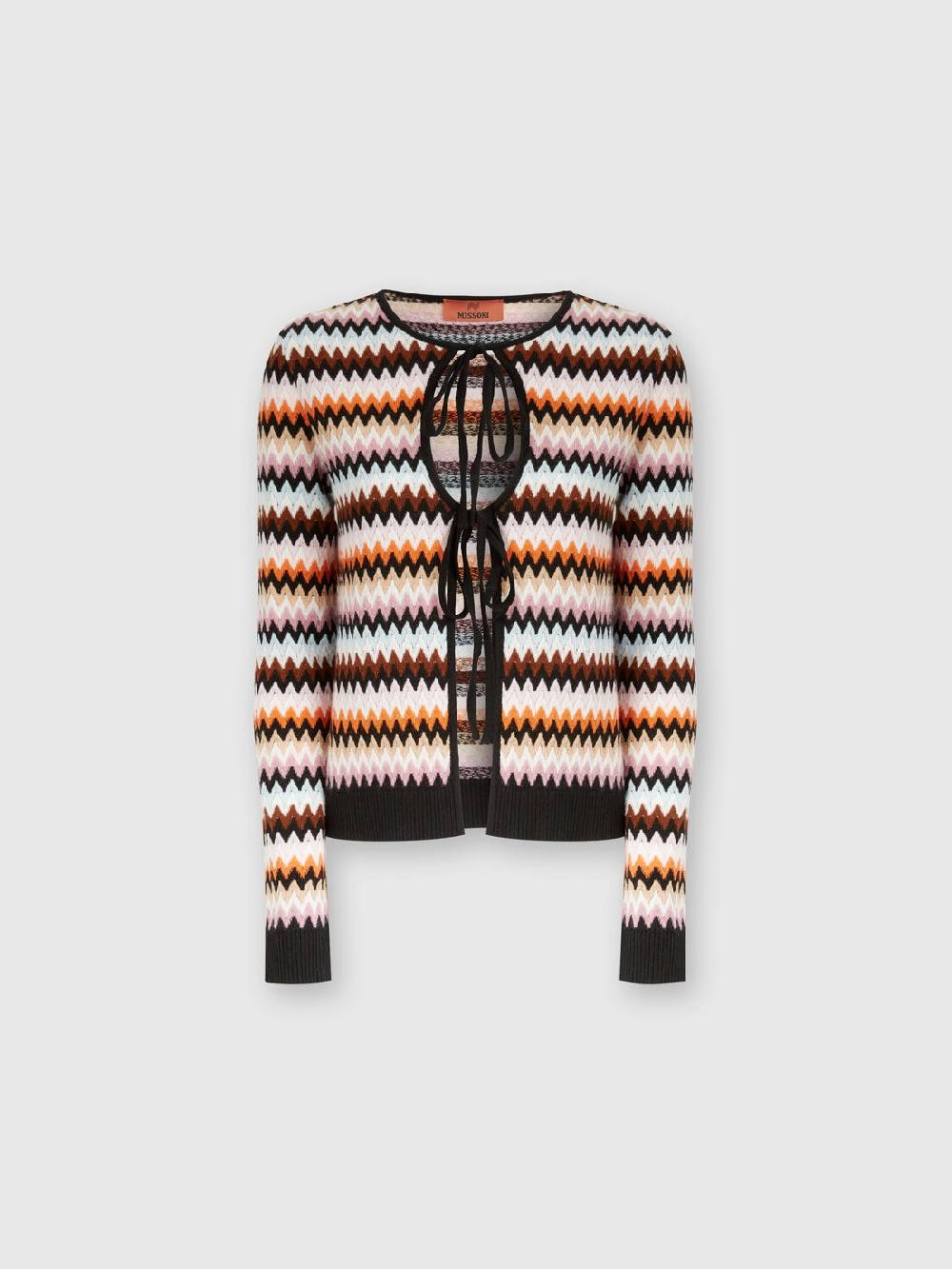Missoni Cardigan in lana zig zag con profili a contrasto In Saldo