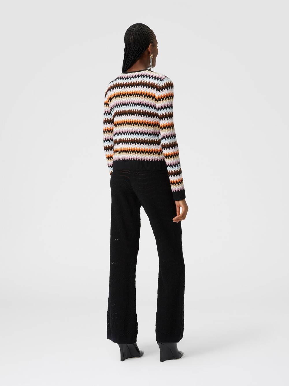 Missoni Cardigan in lana zig zag con profili a contrasto In Saldo